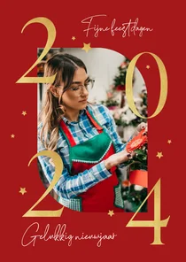 Foto kerstkaart 2026 rood enkel eigen foto