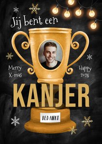 Foto kerstkaart bedankt kanjer medewerker beker zakelijk