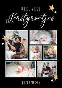 Fotocollage kerstkaart heel veel kerstgroetjes van ons