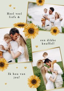 Fotocollage Valentijnsdag zonnebloemen hartjes