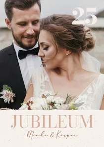 Fotokaart huwelijksjubileum met beige papiertextuur