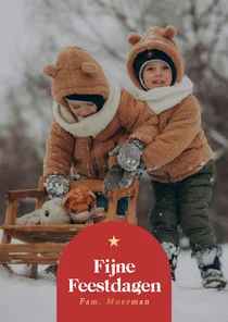Fotokaart kerst met rood boogje en gouden ster