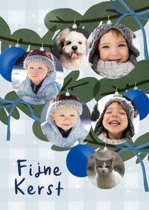 Fotokaart kerstboom fotocollage kerstballen strikken