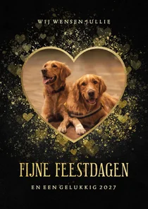 Fotokaart liefdevol in gouden hartvorm