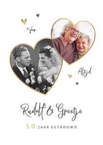 Fotokaart met 2 foto's voor gouden huwelijk met eigen foto