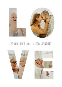 Fotokaart met de letters LOVE met daarin je eigen foto's