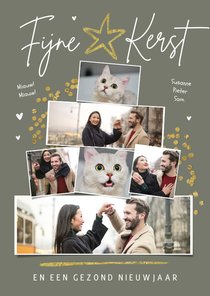 Fotokaart met kerstboom fotocollage sterren confetti goud