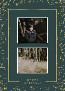 Fotokaart met twee foto's en goudlook kader