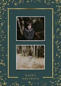 Fotokaart met twee foto's en goudlook kader