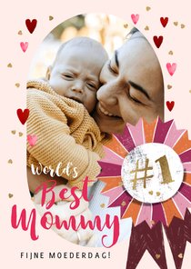 Fotokaart moederdagdag 'Best Mommy' vaandel goud foto