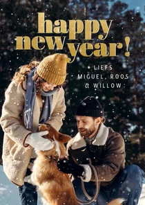 Fotokaart nieuwjaar Happy New Year met grote foto