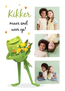 Fotokaart opkikkertje kikker maar snel weer op beterschap
