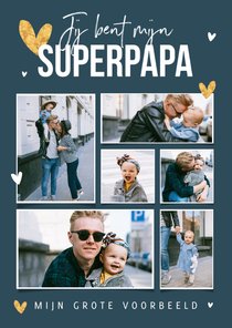 Fotokaart superpapa fotocollage hartjes goud