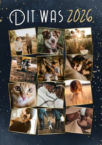 Fotokaart terugblik op 2026 fotocollage met goud