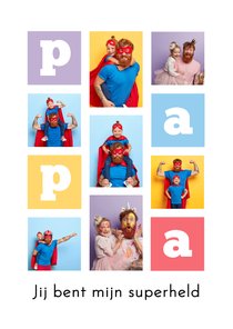 Fotokaart vaderdagkaart hip modern superheld collage