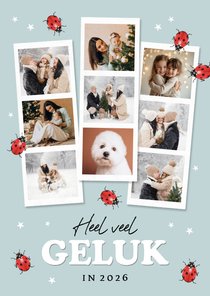 Fotokaart veel geluk nieuwjaar 2026 lieveheersbeestjes foto