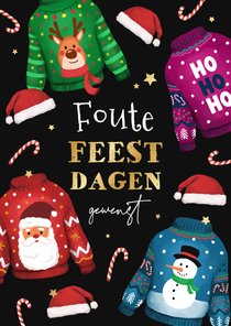 Foute feestdagen kersttruien goud hip vrolijk kleurrijk