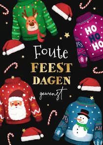 Foute feestdagen kersttruien goud hip vrolijk kleurrijk