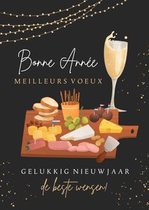 Franse nieuwjaarskaart champagne borrelplank