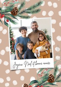 Franstalige kerstkaart met eigen foto en kersttakken