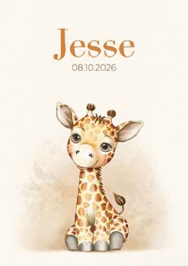 Geboortekaart giraf zittend