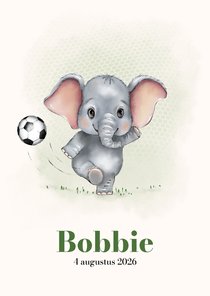 Geboortekaart olifantje met voetbal+