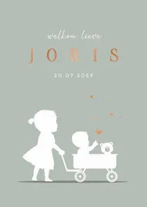 Geboortekaart Silhouet zus groen