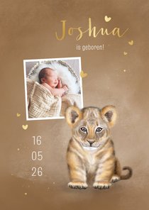 Geboortekaart welpje zittend met foto