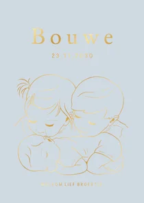 Geboortekaartje broer en zus met baby – goudfolie