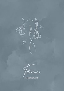 Geboortekaartje geboortebloem januari sneeuwklokje blauw