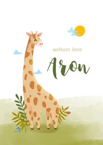 Geboortekaartje giraffe botanisch groen