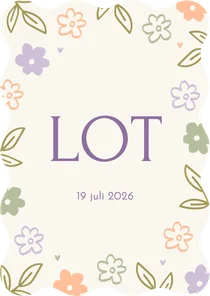 Geboortekaartje golf met gekleurde bloemetjeskader