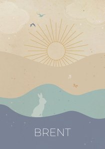 Geboortekaartje landschap zon konijntje
