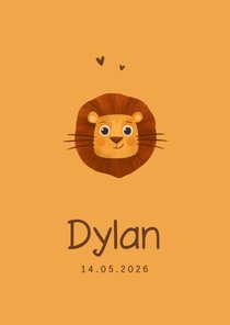 Geboortekaartje leeuw oker oranje lief minimalistisch
