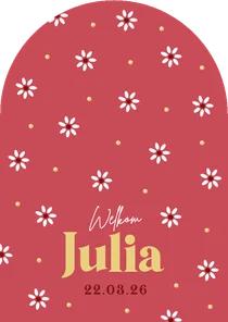 Geboortekaartje meisje lente bloemetjes goud lief patroon