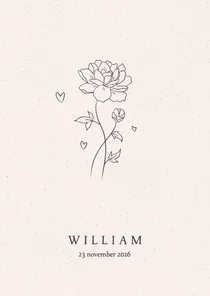 Geboortekaartje met geboortebloem pioenroos november