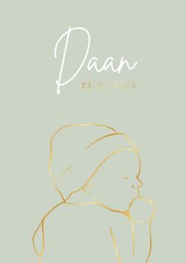 Geboortekaartje met lijntekening van baby