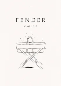 Geboortekaartje met mozesmand en klassieke opmaak