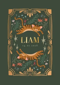 Geboortekaartje tijger goud