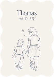 Geboortekaartje wave broertje met lijn illustratie wit blauw