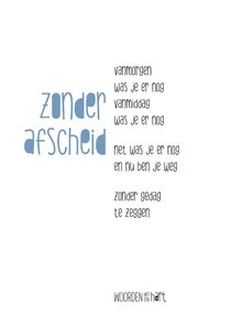 Gedichtenkaart zonder afscheid