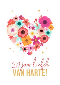 Gefeliciteerd 20 jaar getrouwd bloemen liefde hartjes