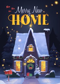 Gefeliciteerd nieuw huis kerst kaart illustratie