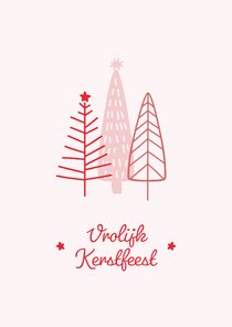 Geïllustreerde kerstkaart met groepje kerstbomen