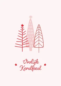 Geïllustreerde kerstkaart met groepje kerstbomen