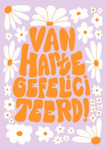 Geïllustreerde verjaardagskaart van harte gefeliciteerd