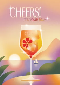 Geïllustreerde zomerse cocktail verjaardagskaart