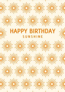 Gele verjaardagskaart met zonnetjes happy birthday sunshine