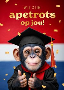 Geslaagd kaart apetrots aap vlag examens confetti