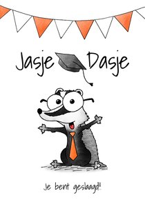 Geslaagd kaart das - Jasje Dasje Je bent geslaagd!